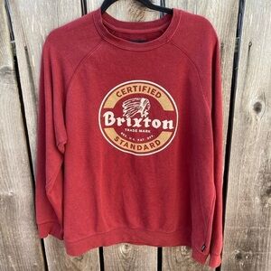 Men’s Brixton Sweatshirt Maroon Red Spell-Out Logo M Cotton Beach Motor Street